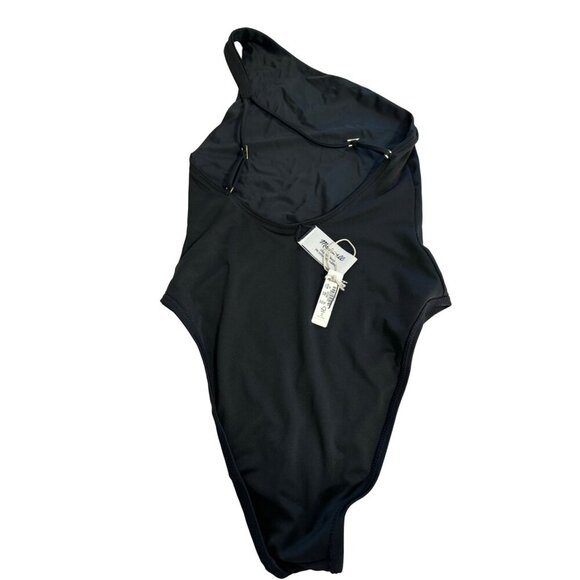 Madewell One-Shoulder One-Piece Swimsuit black minimalist modest sz XS - Picture 4 of 6
